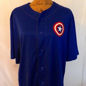 Mens Captain America Baseball Jersey Adult Large
